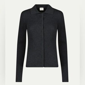 Le Kasha Women's Egit‎ Cashmere Black Button Up Knit Top Long Sleeve Classic